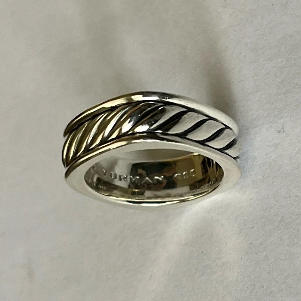 David Yurman Cable Sculpture Square Band Ring, Sterling Silver Size 12.5